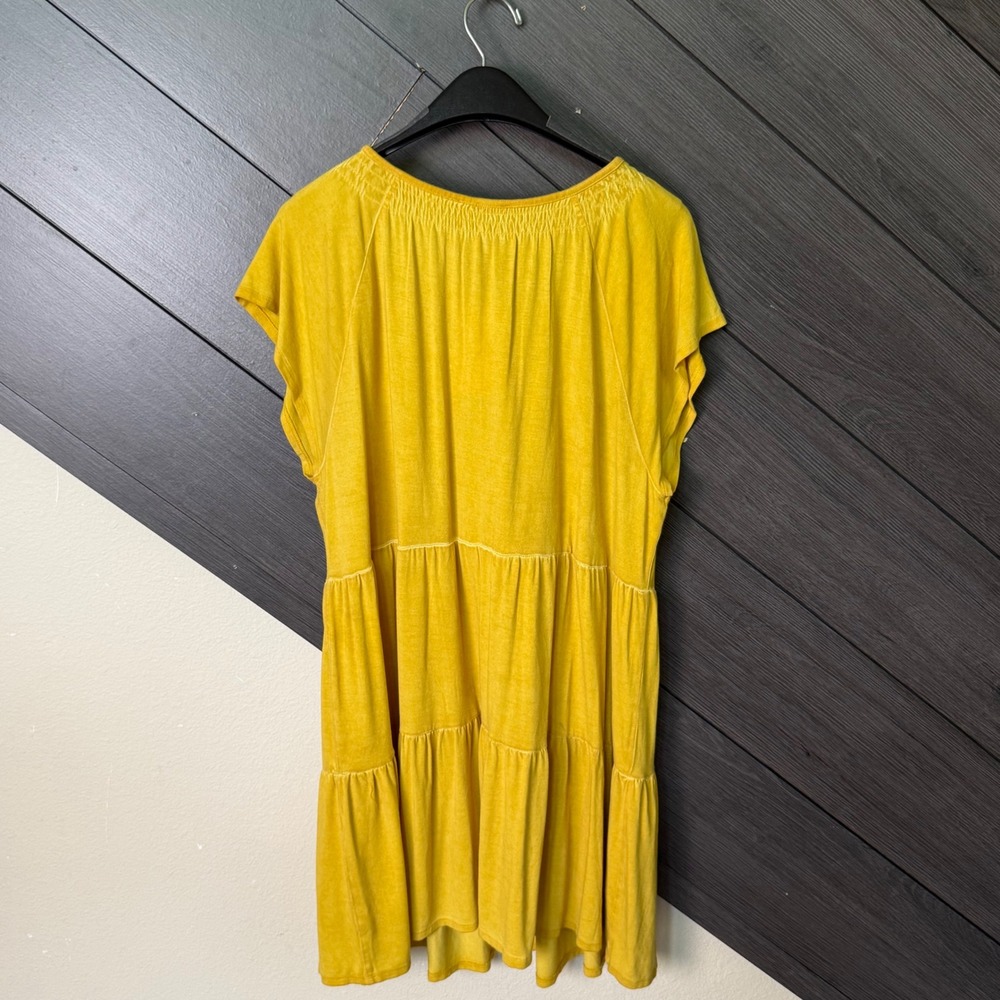 Wonderly Women's Tiered Babydoll Dress Mustard Yellow PXL NWT Cottagecore - Picture 3 of 6